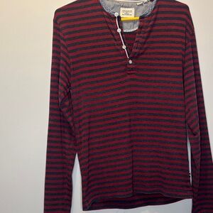 Red and Black Striped Long Sleeve Shirt